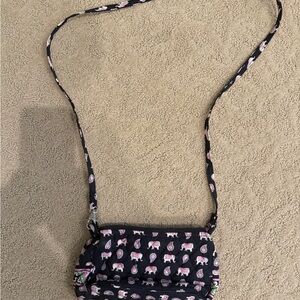 Vera Bradley Black and Pink Elephant Crossbody Bag